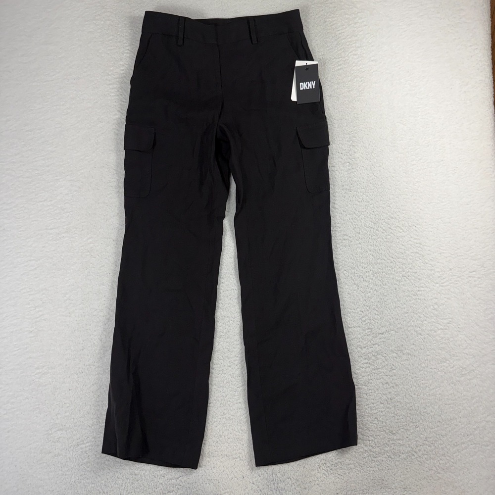 Dkny Petite Mid-Rise Wide Leg Cargo Pants Black 2p (28.5x28.5) NWT Classy Work